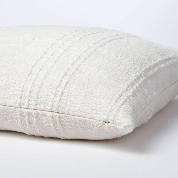 Open Box - Euro Texture Tonal Plaid Decorative Throw Pillow O Off White - Picture 4 of 4